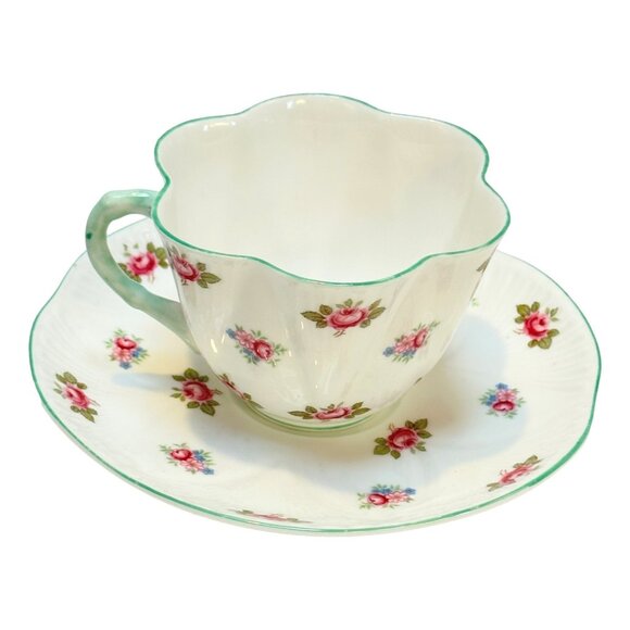 Shelley Rose Bud Tea cup Saucer Rosebud Fine Bone China UK - Picture 1 of 14